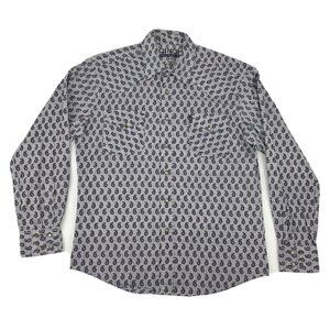 Cinch Shirt Mens M Purple Paisley Long Sleeve‎ Pearl Snap Button Down Western